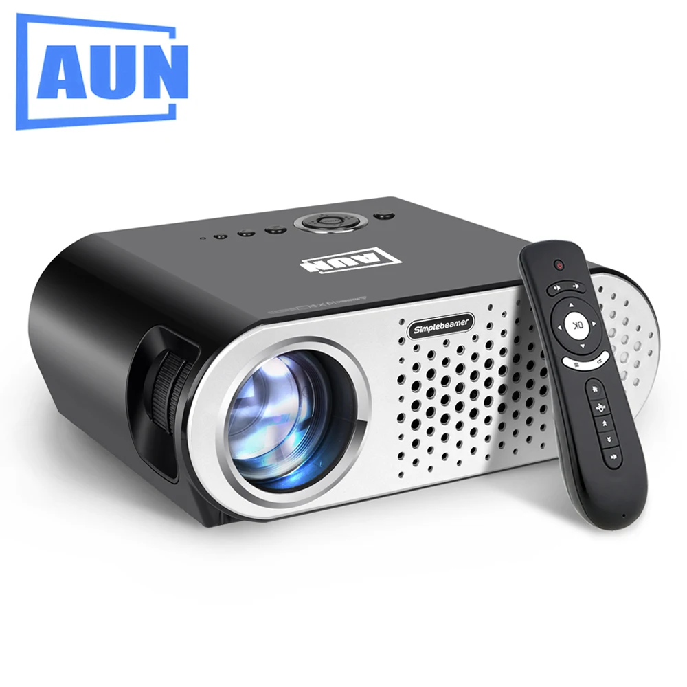 Brand AUN Projector T90. 3200 Lumen, 1280*768 Resolution (Optional Android Projector with Bluetooth WIFI, Support KODI AC3)
