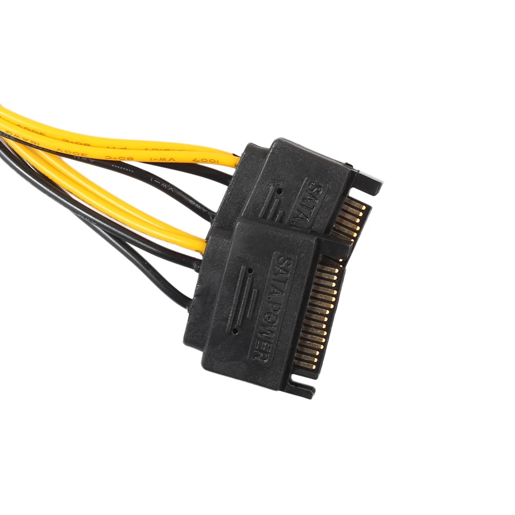 2 шт./лот двойной 15pin SATA Male To 8pin (6 + 2) PCIe PCI E Express кабель питания для видеокарты