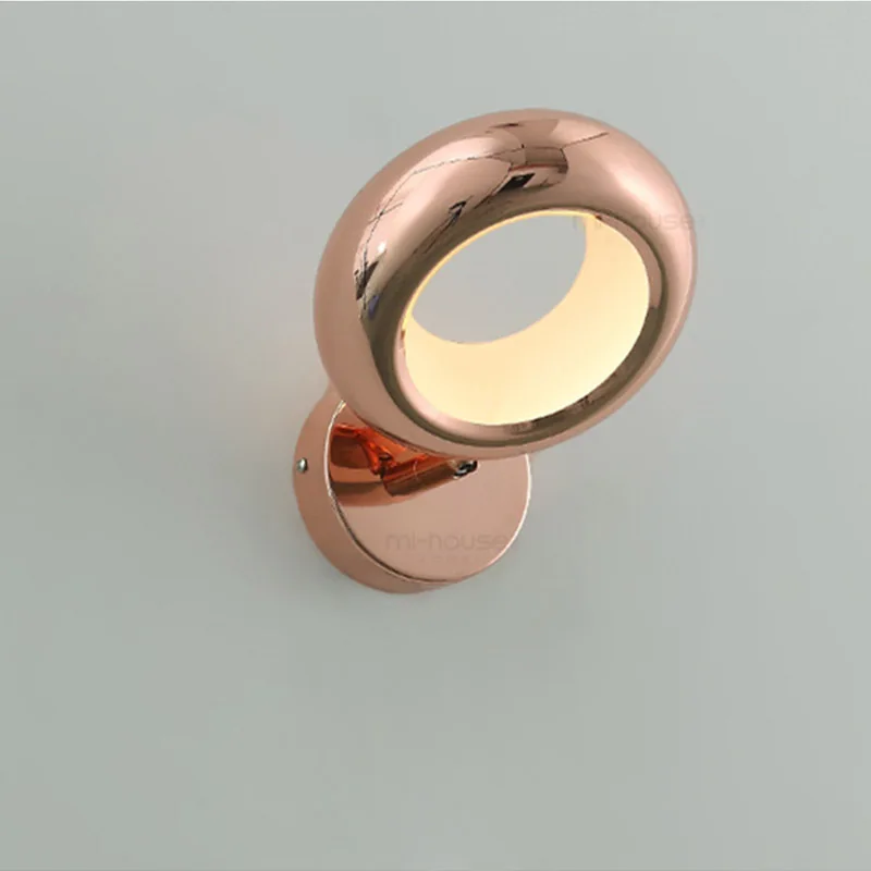Rose Gold Chrome Bedside Wall Lamps Creative Modern Minimalist Wall Light Living Room Aisle