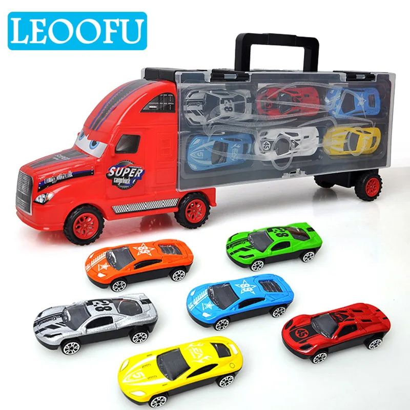 

LEOOFU 6pcs/set 1:64 suit alloy model cartoon sports car model toy car kid Children toy hot machines car kids birthday toys