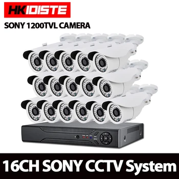 AHD 1080N 16-КАНАЛЬНЫЙ DVR 1080 P NVR 1.0MP HD 1200TVL Открытый безопасности, камеры системы 16 каналов видеонаблюдения dvr kit sony камера