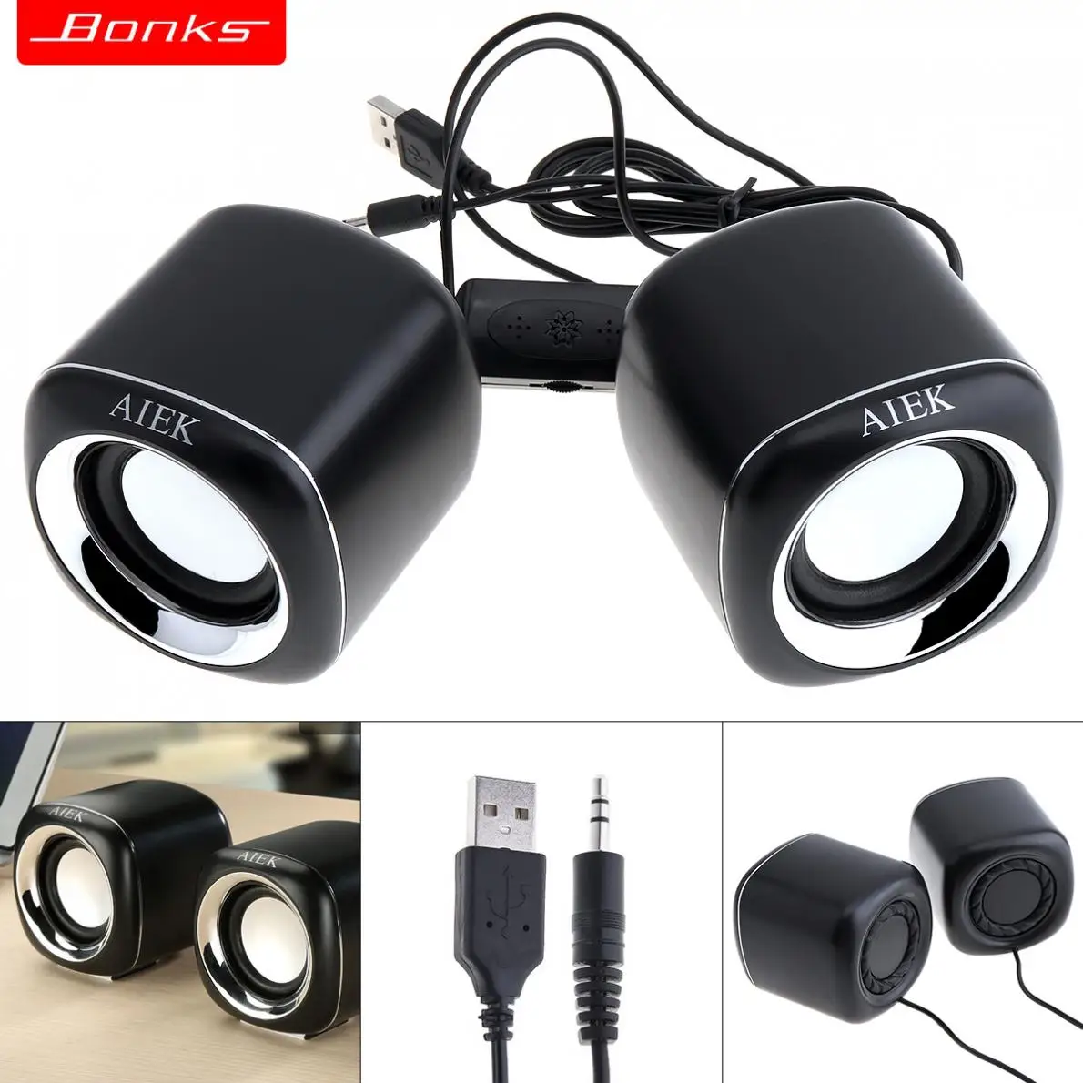 

Bonks Dx11 Mini Portable USB2.0 Subwoofer Small Speaker with 3.5mm Audio Plug and USB Power Plug for Desktop PC Laptop MP3