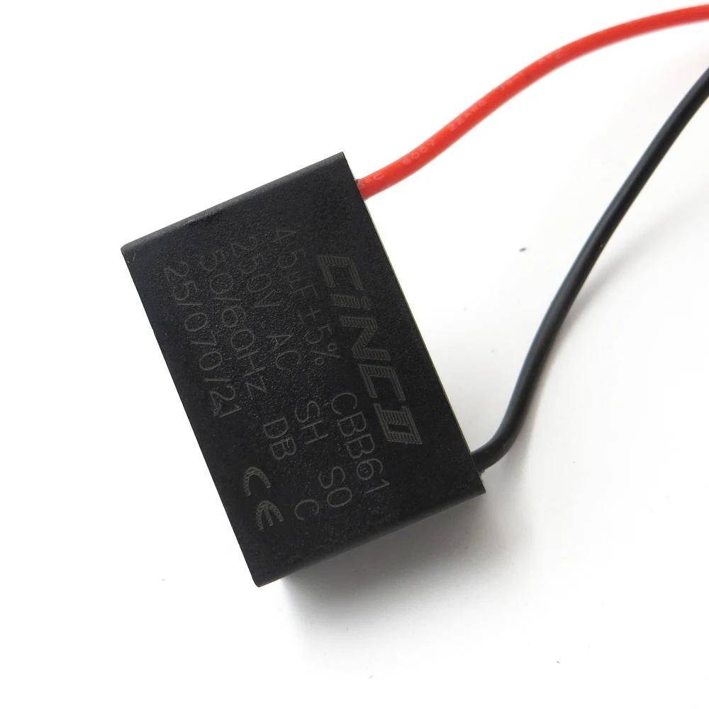 2 Pieces 4.5uf CBB61 Fan Capacitor 2 Wire 450V AC 50//60Hz