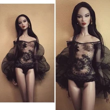 T02-X501 Blyth st кукольная одежда 1/3 1/4 bjd 1/6 аксессуары для кукол черное сексуальное Сетчатое платье 1 шт