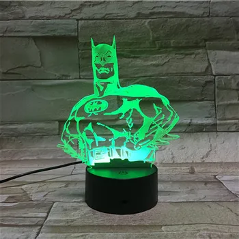 

3D-113 Cartoon Figure Batman 3D Lava Lamp Halloween 7 Color Changing LED Night Light Mood Decor Gift Bedroom Table Lamp