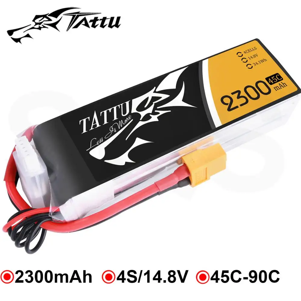 Литий-полимерный аккумулятор tattu 14,8 V Lipo 4S 2300mAh аккумулятор XT60 штекер 45C Lipo Akku FPV Дрон Квадрокоптер рама RC автомобиль вертолет БПЛА