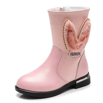 

Boots Children's Shoes Mother & Kids winter princess boots leather mid-calf boots girls fashion boots 2017 whole sale zipper