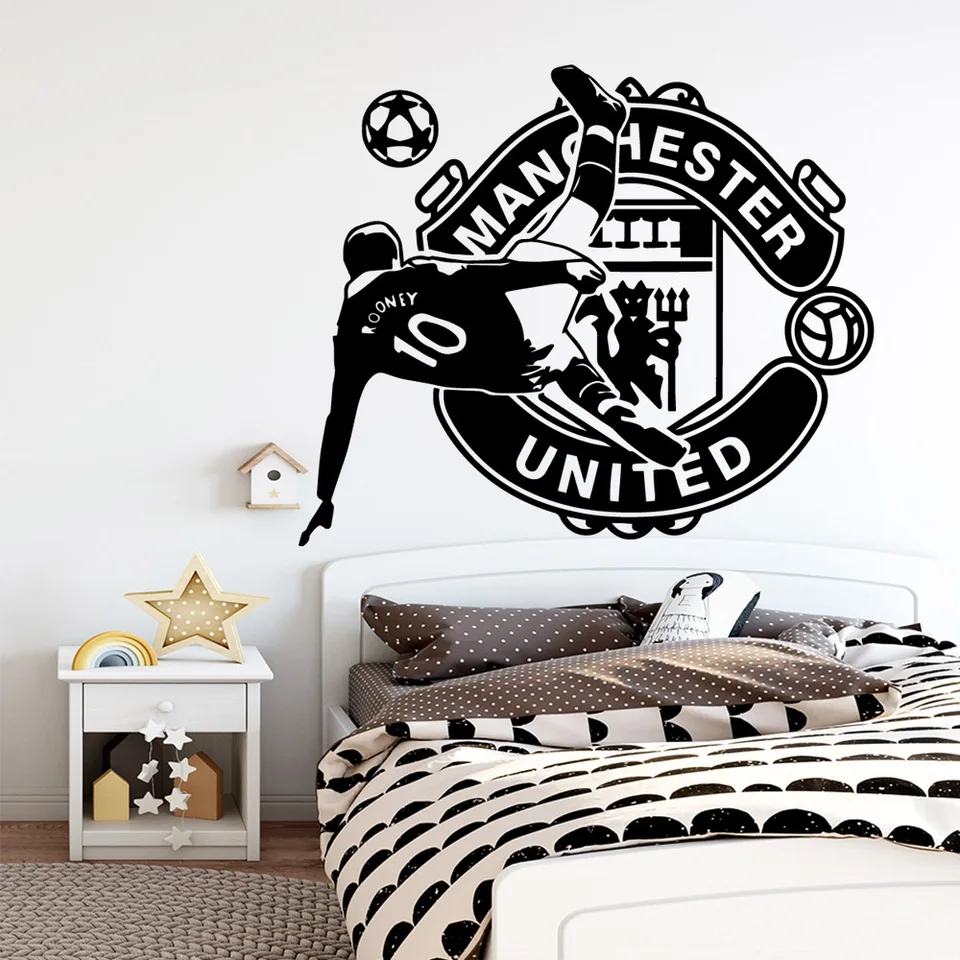 Colorful Manchester United Football Wall Sticker Removable Wall Stickers Diy Wallpaper For Kids Room Living Room Decor