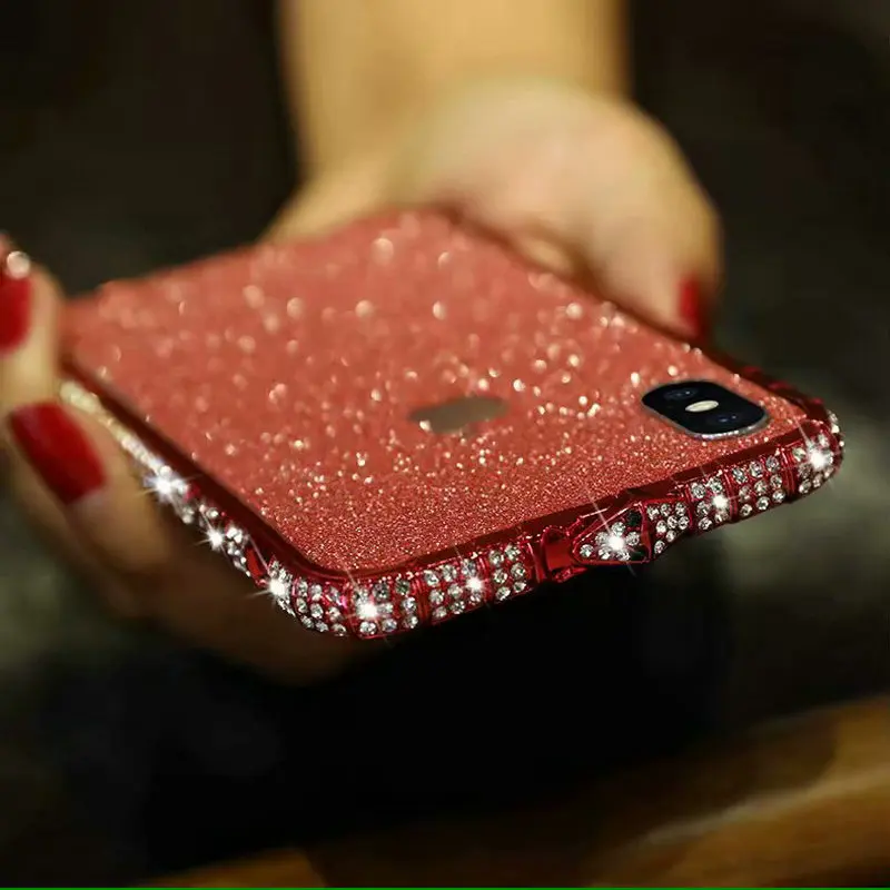 30 шт./лот для iPhone XR Xs Max блестящая оправа со стразами в виде змеи чехол бампер 8 7 6S