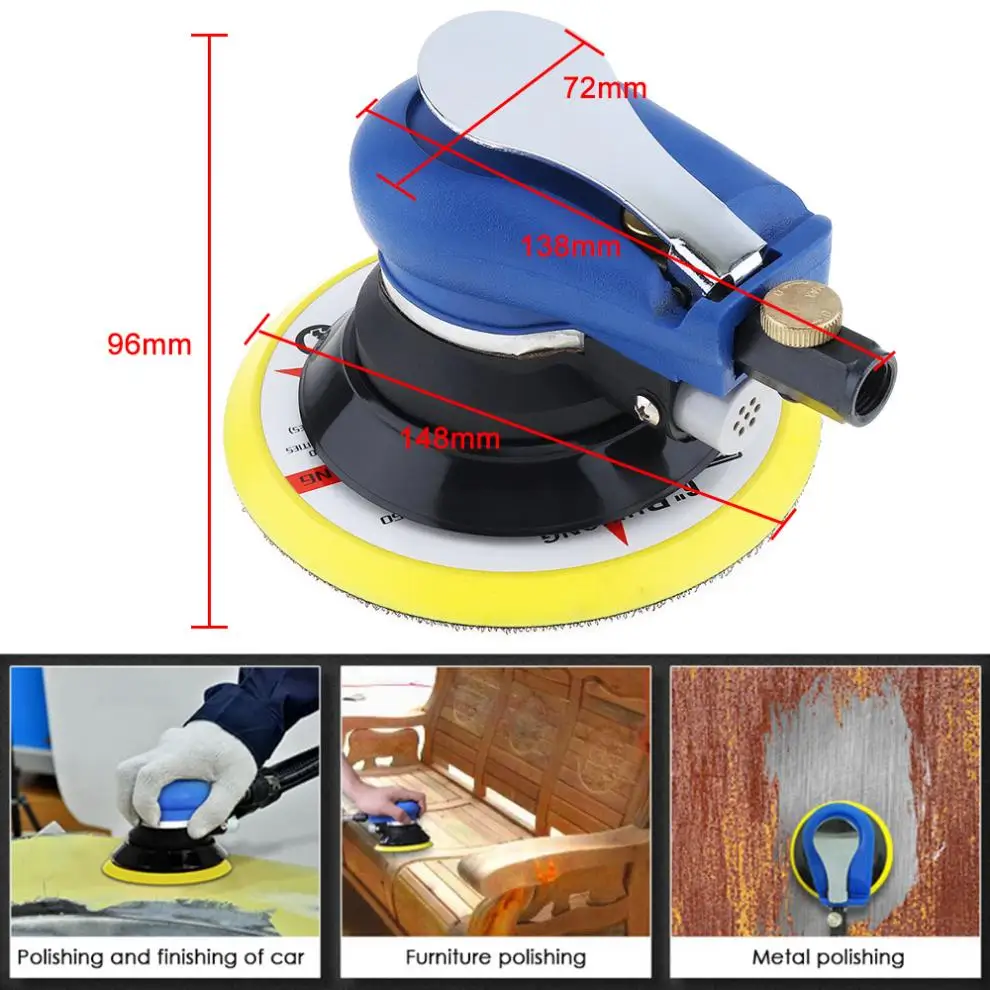 6 дюймов матовая поверхность 9000 об/мин пневматическая полировальная машина случайный орбитальный с шлифовальной накладкой для автомобилей Полировка/Шлифовка/воска