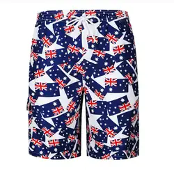 Мужские пляжные шорты с принтом флага на шнурке, мужские летние модные уличные шорты