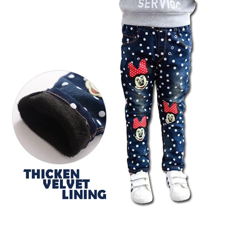 Thicken Winter Jeans for Girl Warm Denim Pants for Fashion Kids Cartoon Printed Girls Jeans High Quality for Height 100-150cm Thicken Winter Jeans for Girl Warm Denim Pants for Fashion Kids Cartoon Printed Girls Jeans High Quality for Height 100-150cm