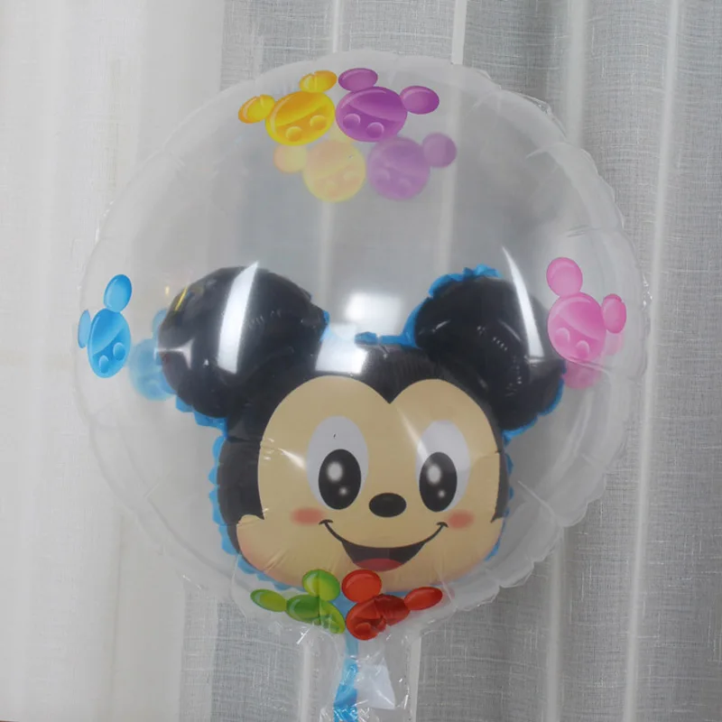 Mickey Minnie transparent balloons lovely Mickey Mouse The ball in the ball Aluminum ball Birthday party decoration kid toy - Цвет: D