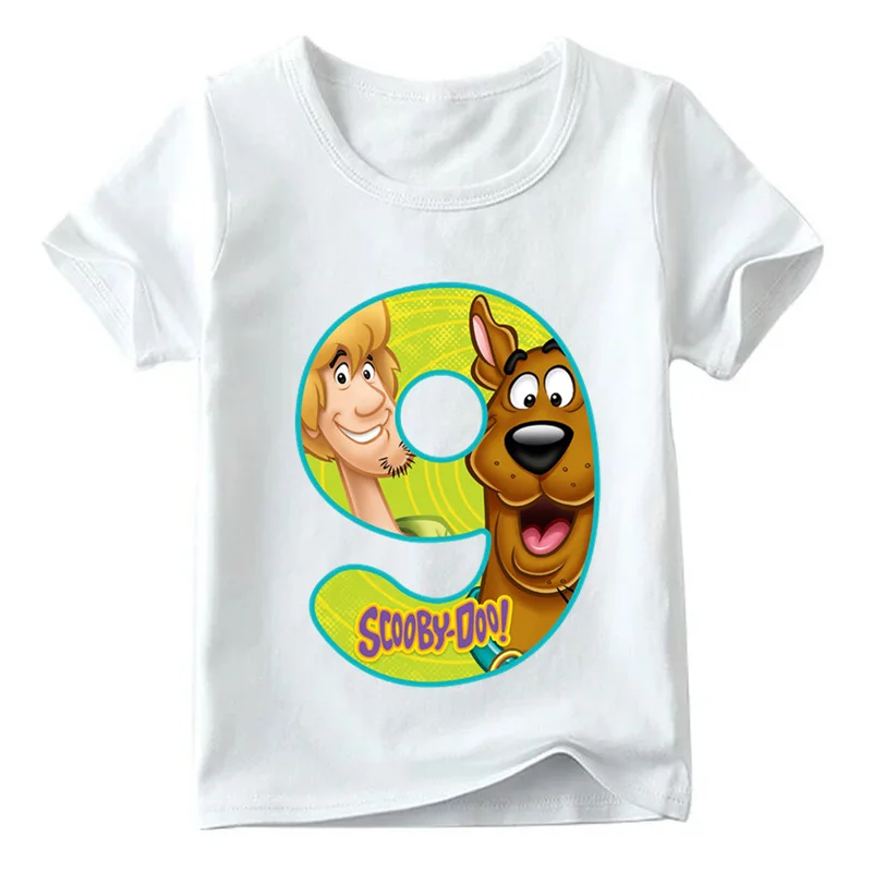 Boys and Girls Cartoon Scooby Doo Number 1~9th Print T shirt Baby Funny Cute T-shirt,Kids Birthday Present Clothes,ooo2427