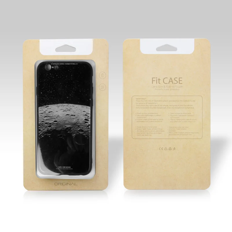 

300 pcs Wholesale Simple Kraft Paper With Transparent Plastic Packaging Box For Phone X Case For iPhone 6 7 8 plus KJ-701