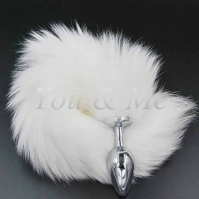 White Funny Adult Love Fox Tail Butt Anal Plug Sexy Romance Stainless steel butt plug anal plug