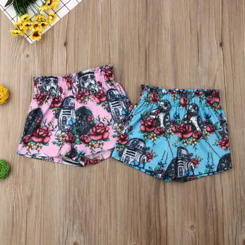 Baby Kids Girl Boy Shorts Floral Painted Cartoon Shorts Bloomers Elastic Waist