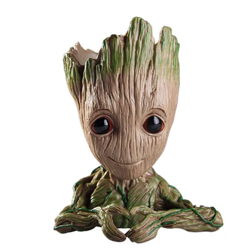 

14cm Flower Pot Baby Groot Flowerpot Cute Toy Pen Pot Holder PVC Hero Model Baby Tree Man Garden Plant Pot Groot Dropshipping