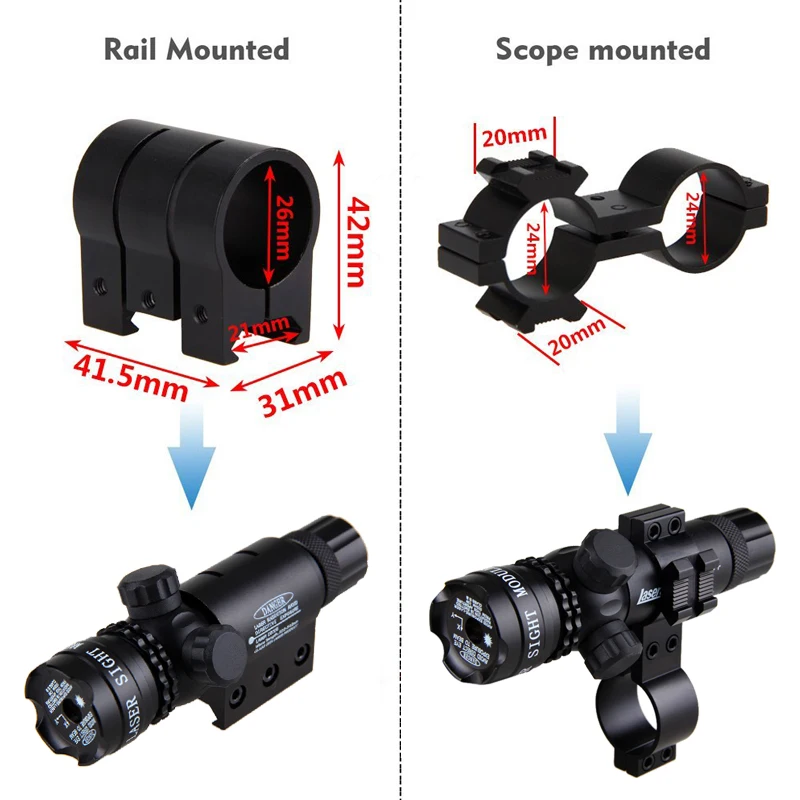 Montagem a Laser Interruptor de Pressão Caça Tático Ponto Verde Mira Laser Rifle Arma Escopo 20mm Airsoftsport Ferroviário & Barril Montagem 16 mira laser rifle arma escopo 20mm airsoftsport