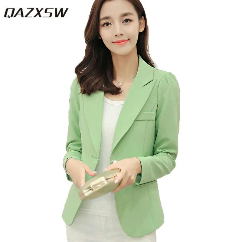 QAZXSW Autumn Women Blazers And Jackets Candy Color Jacket