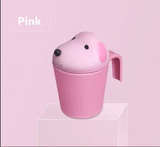 Новинка, милая чашка для ванны с рисунком собаки, Детские шампуни для душа, детские чашки для купания, ложка для воды, детские чашки для мытья, 2 цвета - Цвет: Pink