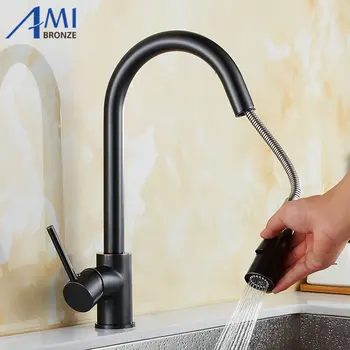 

Nickel Brushed Pull Out Faucets Kitchen Faucet Basin Hot Cold Mixer Tap Sink Faucet 2 Function Spring&Stream KL8055D