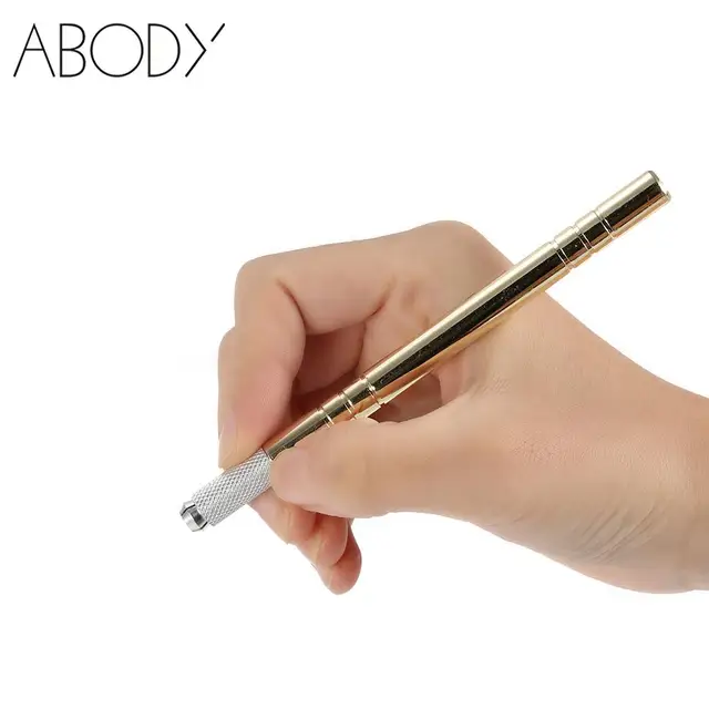 Golden Microblading Pen Eyebrow Tattoo Pen For Permanent Makeup Stainless Steel Manual Embroidered Eyebrow Tattooing Pen Golden Microblading Pen Eyebrow Tattoo Pen For Permanent Makeup Stainless Steel Manual Embroidered Eyebrow Tattooing Pen