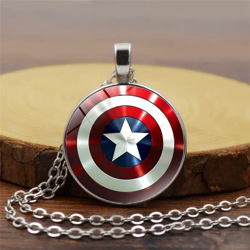 Капитан Америка щит ожерелье s для женщин мужчин Marvel Мстители 4 эндигра кулон ожерелье стеклянные купольные украшения Аксессуары