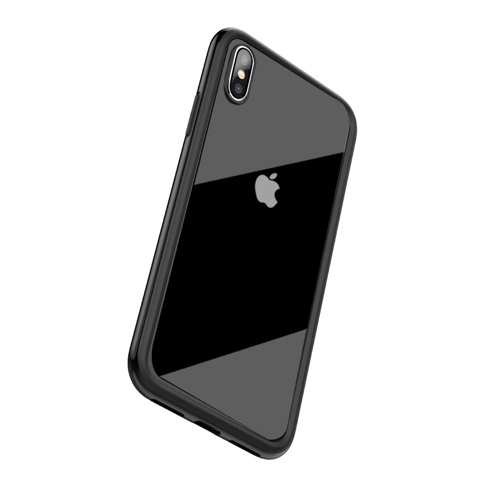 Тонкий чехол Joyroom из ТПУ с рамкой для iPhone X 10 5,", прозрачный ПК и мягкий, силиконовый, гибкий чехол-бампер для iPhone X - Цвет: black