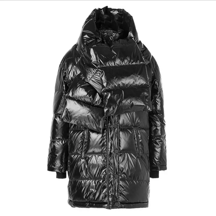 winter new fashion brand 90% white duck down jacket female big size warm longer down coat with a beautiful Bib wq151