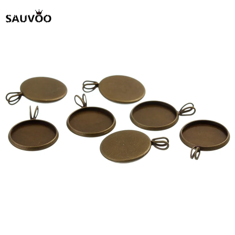 10pcs 10 12 14 16 18 20mm Silver Plated Round Pendant Setting Cabochon Blank Tray Bezel for DIY Jewelry Necklace Making Findings Jewelry Findings