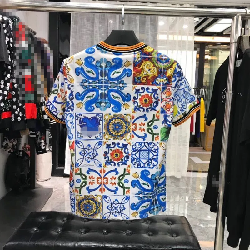 

Fashion Men's Tops & Tees 2019 Runway Luxury Brand European Design Short Print party style T-Shirts Men's Clothing WD031003