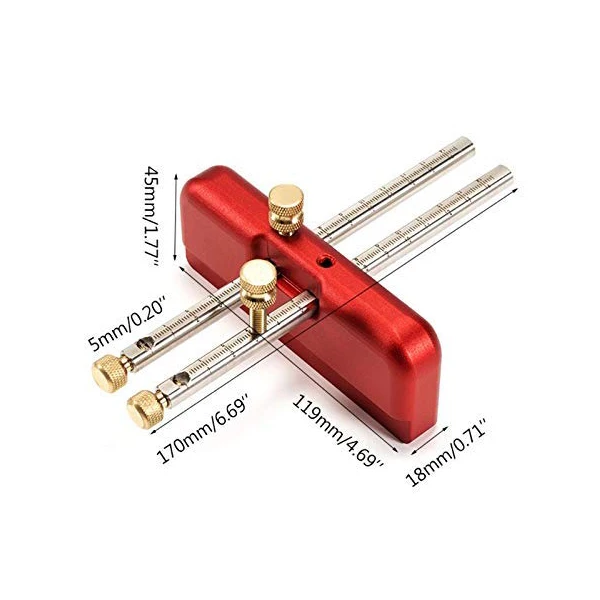 

Woodworking Marker Double-head Scriber Handheld Portable Aluminum Alloy Marking Gauge TN99