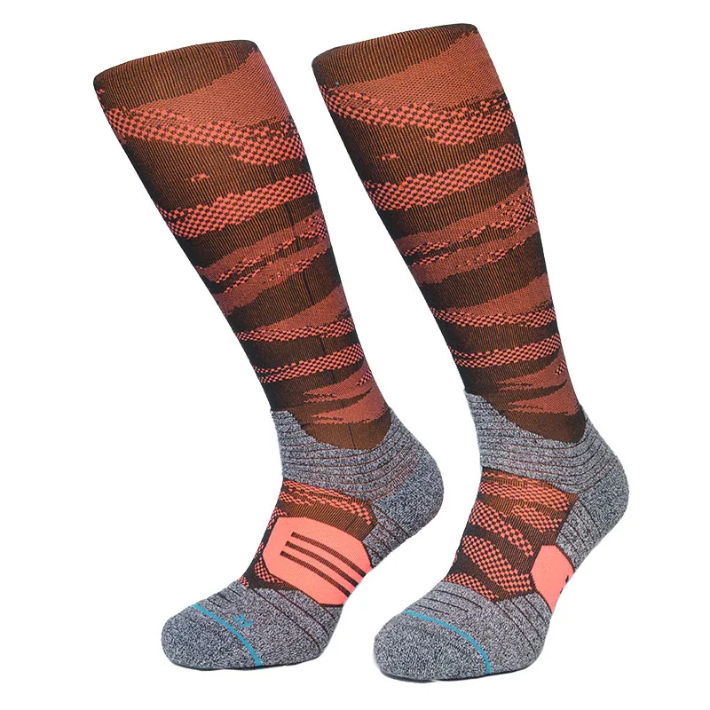 Носки мужские спортивные носки до колена в полоску Компрессионные носки полиэстер нейлон бег велосипедный носок защита пятки Спорт на открытом воздухе чулок - Цвет: 44w2