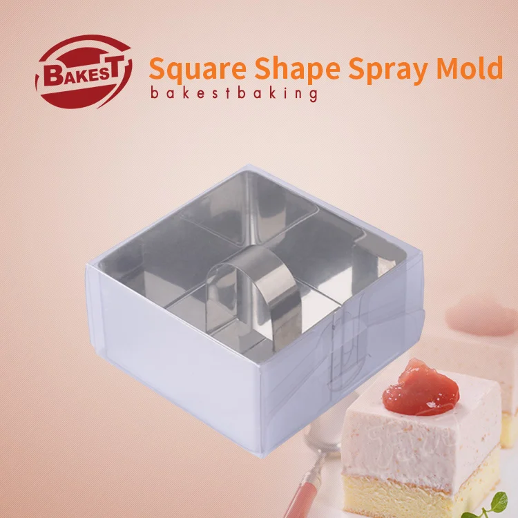 

BAKEST Square Mousse Rings Sets Pastry Baking Tools Stainless Steel Cake Cutters