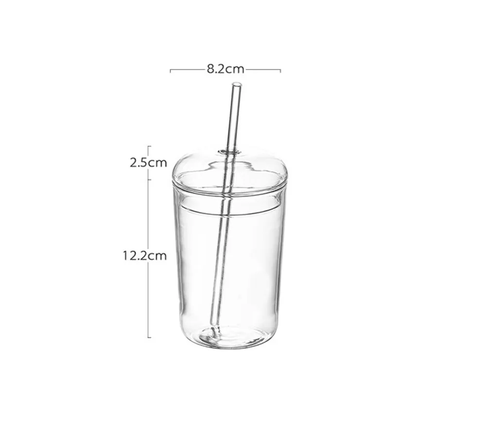 Современная Скандинавская прозрачная стеклянная чашка с крышкой, соломенная, шикарная, Минималистичная, высокая температура, кофейные, молочные, чайные чашки для домашнего завтрака