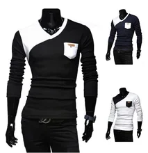 ZOGAA New Plus Size Men Autumn Casual T-shirt Fashion Slim Long Sleeve V Neck T Shirt Button Decorating Tees / Tops V-neck ZOGAA New Plus Size Men Autumn Casual T-shirt Fashion Slim Long Sleeve V Neck T Shirt Button Decorating Tees / Tops V-neck