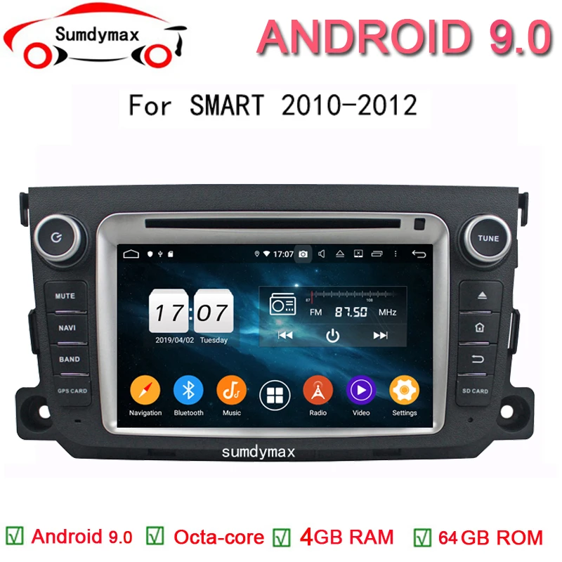 Sale Android 9.0 Two Din 7 Inch Car DVD Player Stereo System For Mercedes/Benz/Smart/Fortwo Octa Cores 4G RAM WIFI Radio FM/AM GPS 0