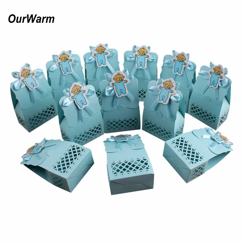 Ourwarm 48 шт. Baby Shower сувениры и подарки сумка Бумага коробка конфет для ребенка душ Аксессуары мальчик девочка День рождения поставки