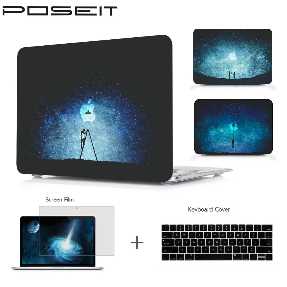 For Macbook Air 11 13 Pro 13 15 Retina 12 13 15 Touch Bar 13 15 Plastic Hard Case Cover Laptop Shell+Keyboard Cover+Screen Film