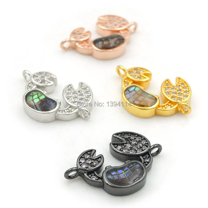 

18*12*3mm Micro Pave Clear CZ Gridding Abalone Shell Lobster Head Connector Fit For Women As DIY Bracelets Accessory