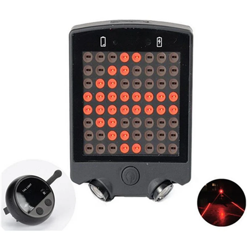

Bike Wireless Remote 64 LED Bicycle Rear Taillight USB Rechargeable Bike Cycling Safety Warning Turn Signals Light Bike Lamp