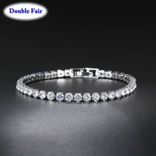 Белого золотого цвета изысканный высококачественный однослойный кубический циркон браслеты для женщин очаровательные ювелирные изделия пара браслет DWH027M