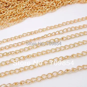 

free shipping!!! 50meter/lot light gold plated 3*5mm cable link chian jewelry chain eight letter