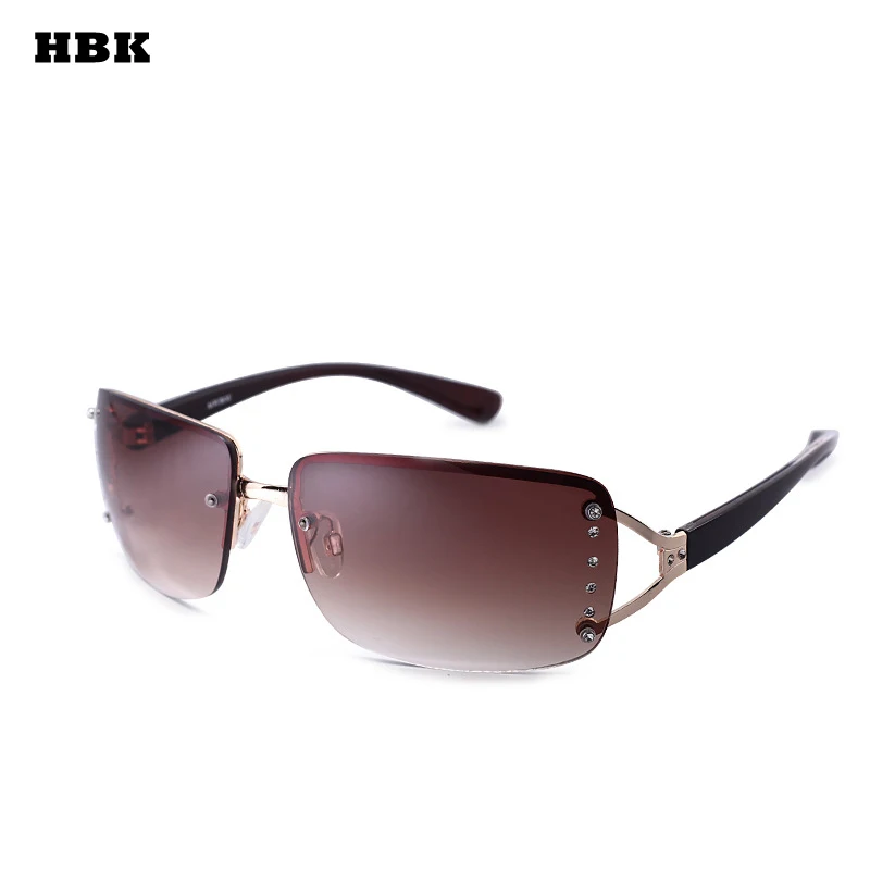 

HBK 2018 New Diamond Exquisite Luxury Sexy Women Square Rimless Sunglasses Clear UV400 Goggle Outdoor Driving Style Fashion lady
