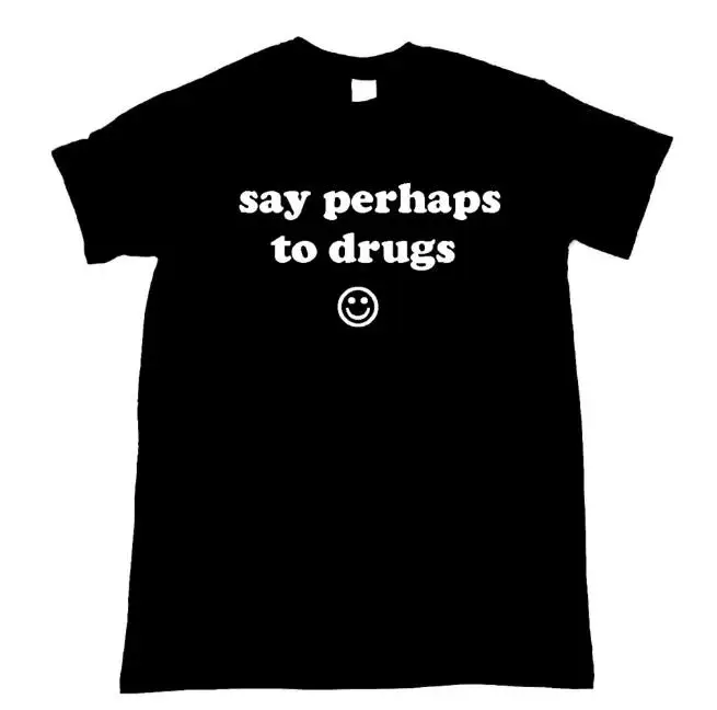 Женская футболка с надписью Say возможно to drugs smile face хлопковая Повседневная