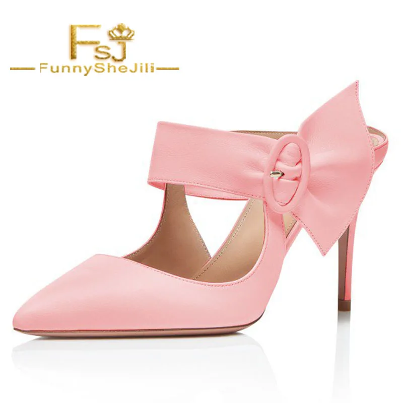 

Pink Buckle Strap Ankle Strap Woman Shoes Pointy Toe Thin Heels Sandals Casual Office Elegant Summer Shoes Big Size 14 15 16 FSJ