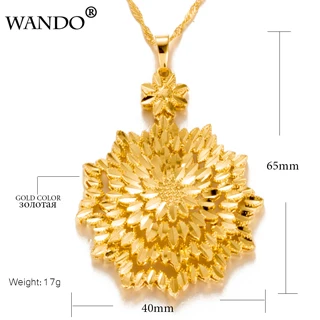 WANDO новинка, 24 K Gold цветов и листьев кулон Цепочки и ожерелья для Для женщин/Для мужчин вечерние Юбилей Шарм ювелирные изделия подарок P11