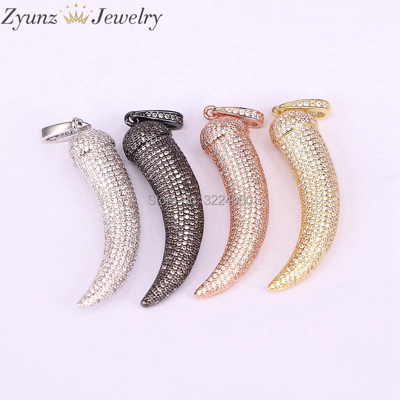 5 шт. Micro pave cz Белый кубический цирконий Женщины Мужчины Рог кулон