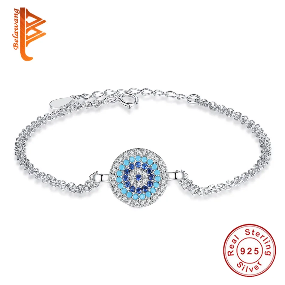 

Wholesale European 925 Sterling Silver Round Shaped Lucky Eye Bracelet for Women Crystal Adjustable Bracelet Wedding Jewelry